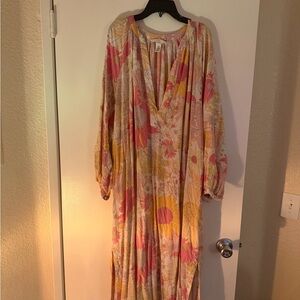 H&M Floral Maxi Dress in Pink & Yellow on Cream